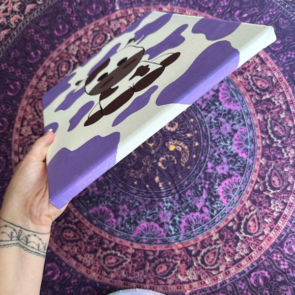 Cute Cow Canvas Art with Purple Spots - Picture 2 of 4
